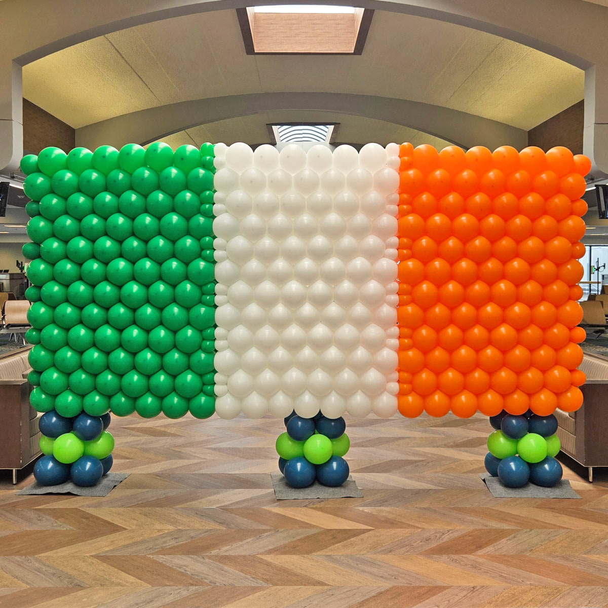 twelve foot by six foor irish flag by Airheads Balloon Art at PIT Airport