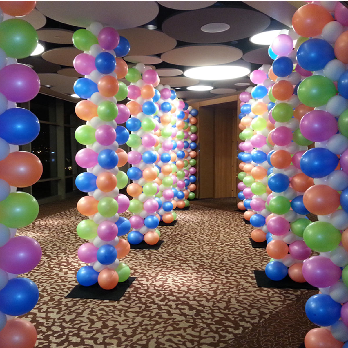 Neon-Balloon-Columns-at-Casino Neon Balloon Columns at Rivers Casino Entryway
