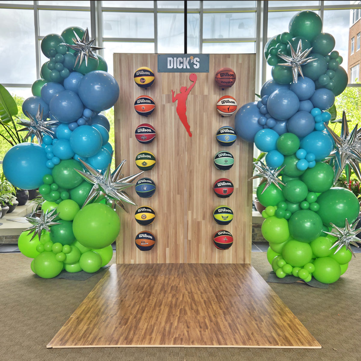 Organic-Balloon-Columns-at-Dicks-Sporting-Goods Corporate Orcanic Balloon Columns at Dicks Sporting Goods by Airheads Balloon Art