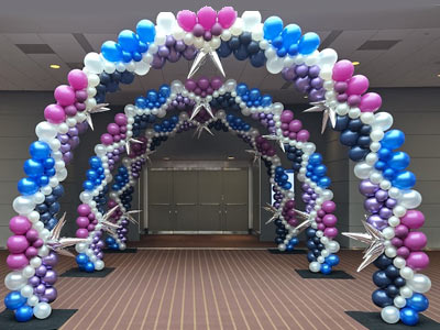 Arches-for-button Organic Balloon Garland corporate entryway