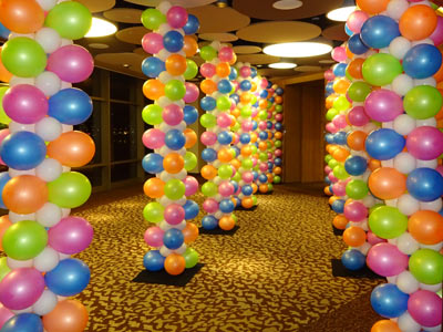 Columns-for-buttons Organic Balloon Garland corporate entryway