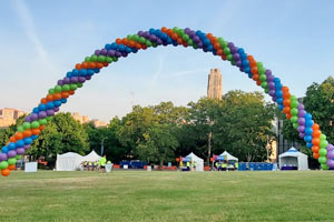 Whoe-we---non-profit Organic Balloon Garland corporate entryway